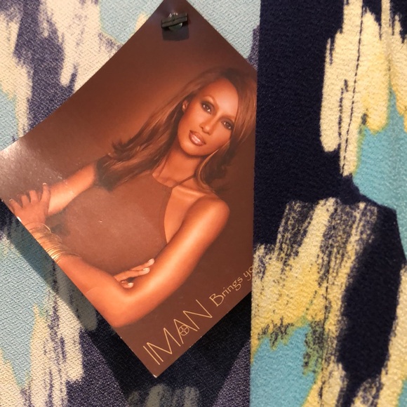 2 piece IMAN suit. Open jacket and pull on pants. Bright Navy, yellow, cheetah - Picture 3 of 16